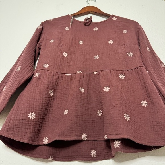 Madewell Embroidered Lightspun Peplum Open-Back Top size XS NWT $88 - Picture 4 of 9